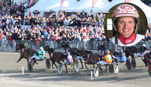 Per Linderoth kör sitt första elitlopp. Bilden från 2016 då Nuncio kopplat greppet inför storpublik. - Det blir ingen publik i år men det är ju Elitloppet ändå, säger Per Linderoth. Foto: Maria Holmén / TR Bild. 